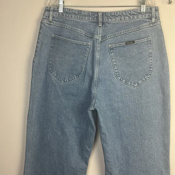 ROLLA’S High Rise Wide Leg Jeans Plus Size 34 Cotton Stretch Blue Cropped Denim - Picture 10 of 16